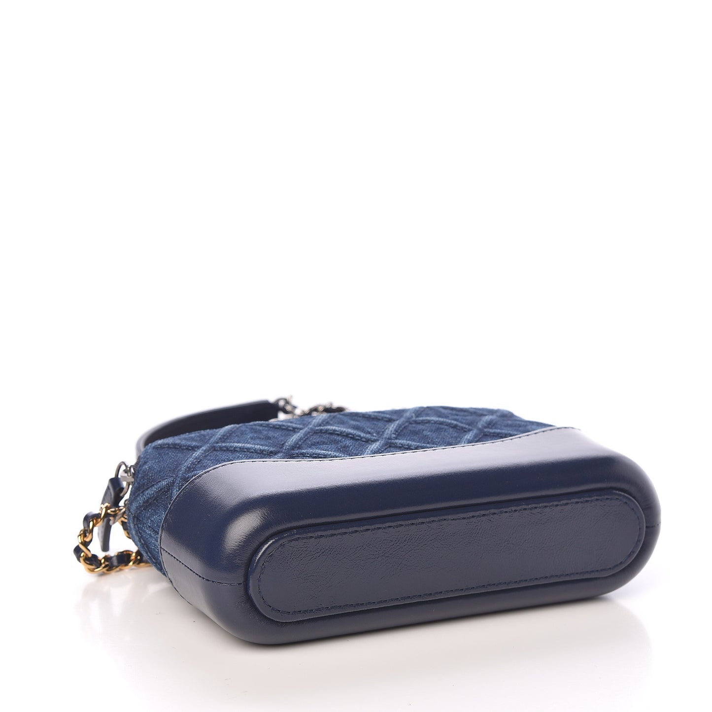 Denim Calfskin Quilted Small Gabrielle Clutch With Chain Blue