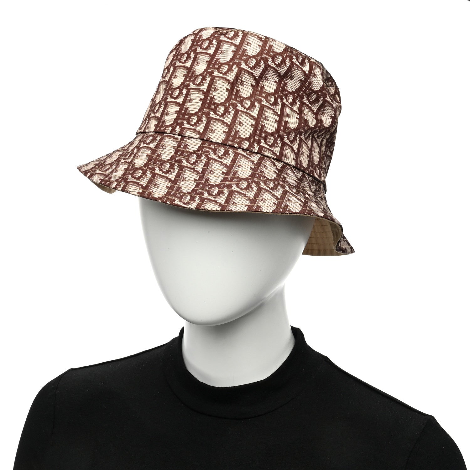 Christian Dior Oblique Reversible Teddy-D Brim Bucket Hat 57 Beige 2 of 12