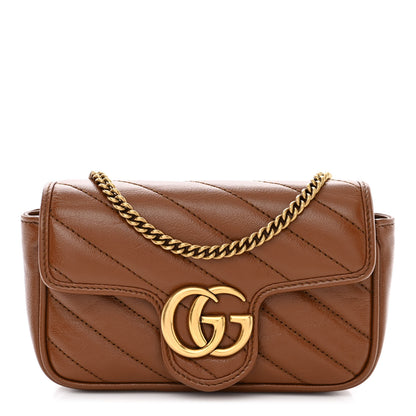 Gucci Azalea Calfskin Matelasse Diagonal Super Mini GG Marmont Shoulder Bag Cuir 1 of 11