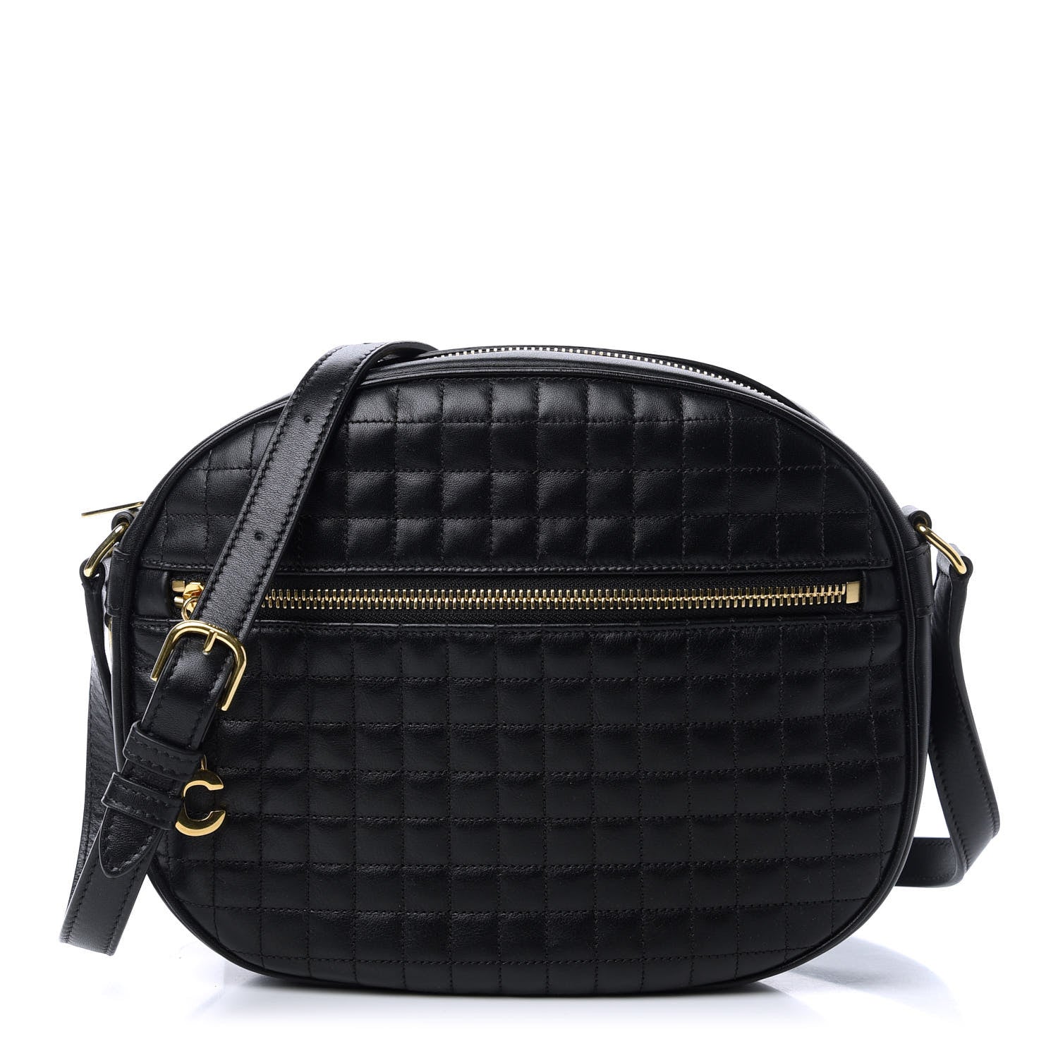Celine Calfskin Quilted Medium C Charm Bag Black 1 of 10