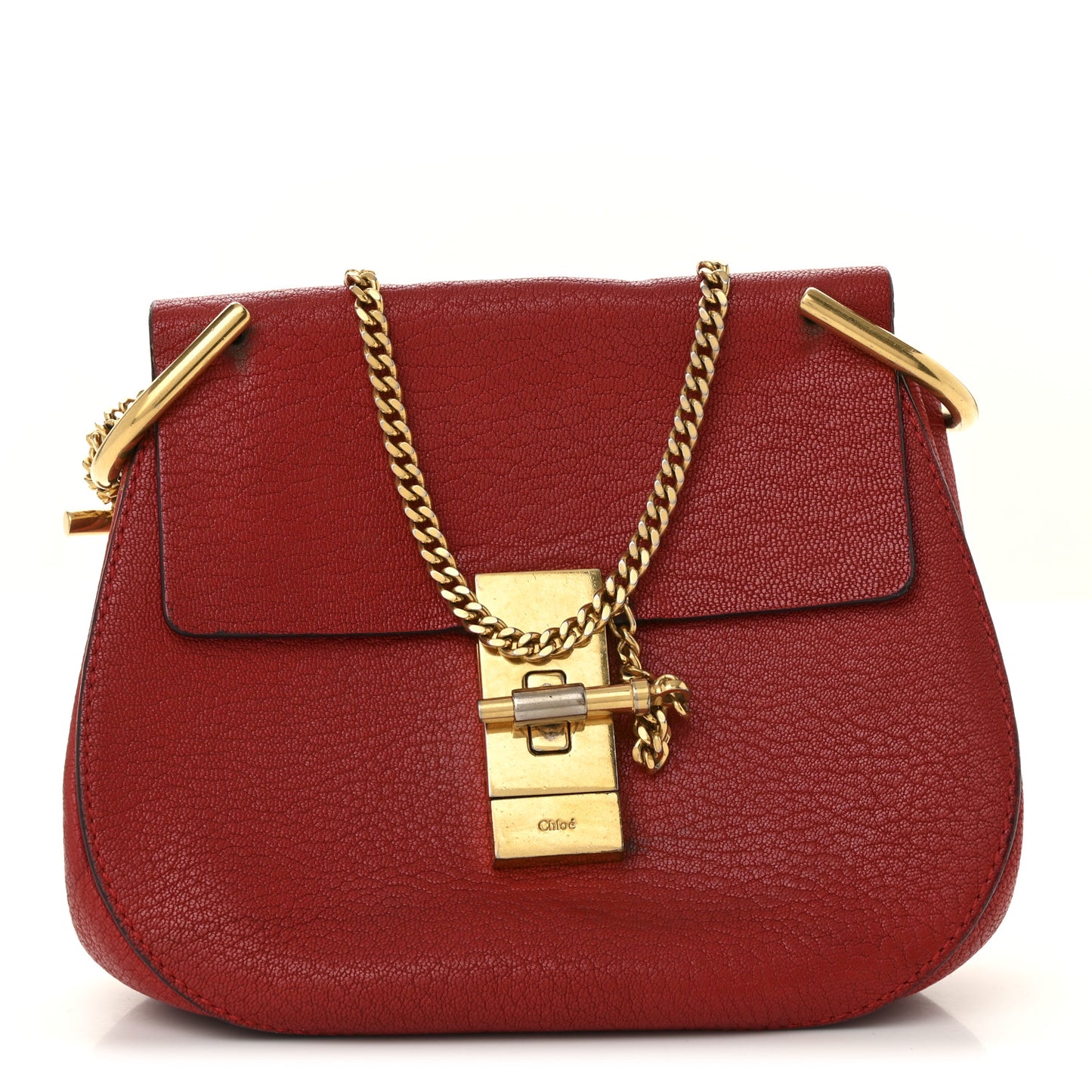 Grained Lambskin Mini Drew Shoulder Bag Plaid Red