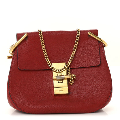 Chloe Grained Lambskin Mini Drew Shoulder Bag Plaid Red 1 of 15
