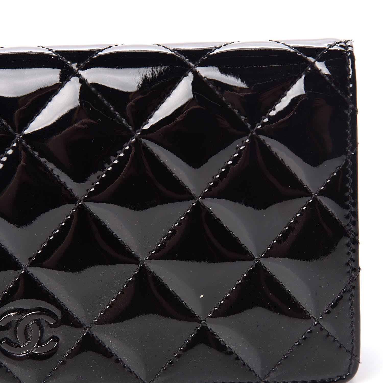 Chanel Patent Quilted Yen Wallet Black 13 of 16