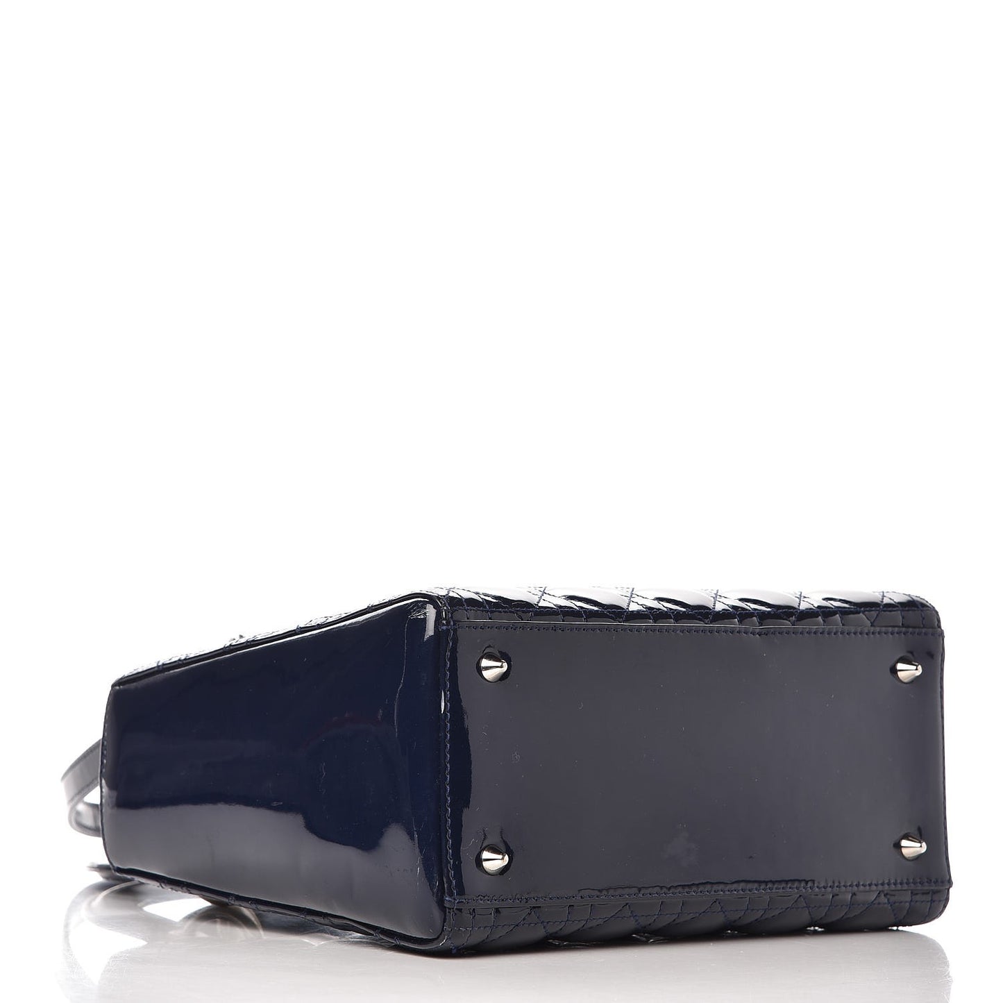 Patent Cannage Medium Lady Dior Navy Blue