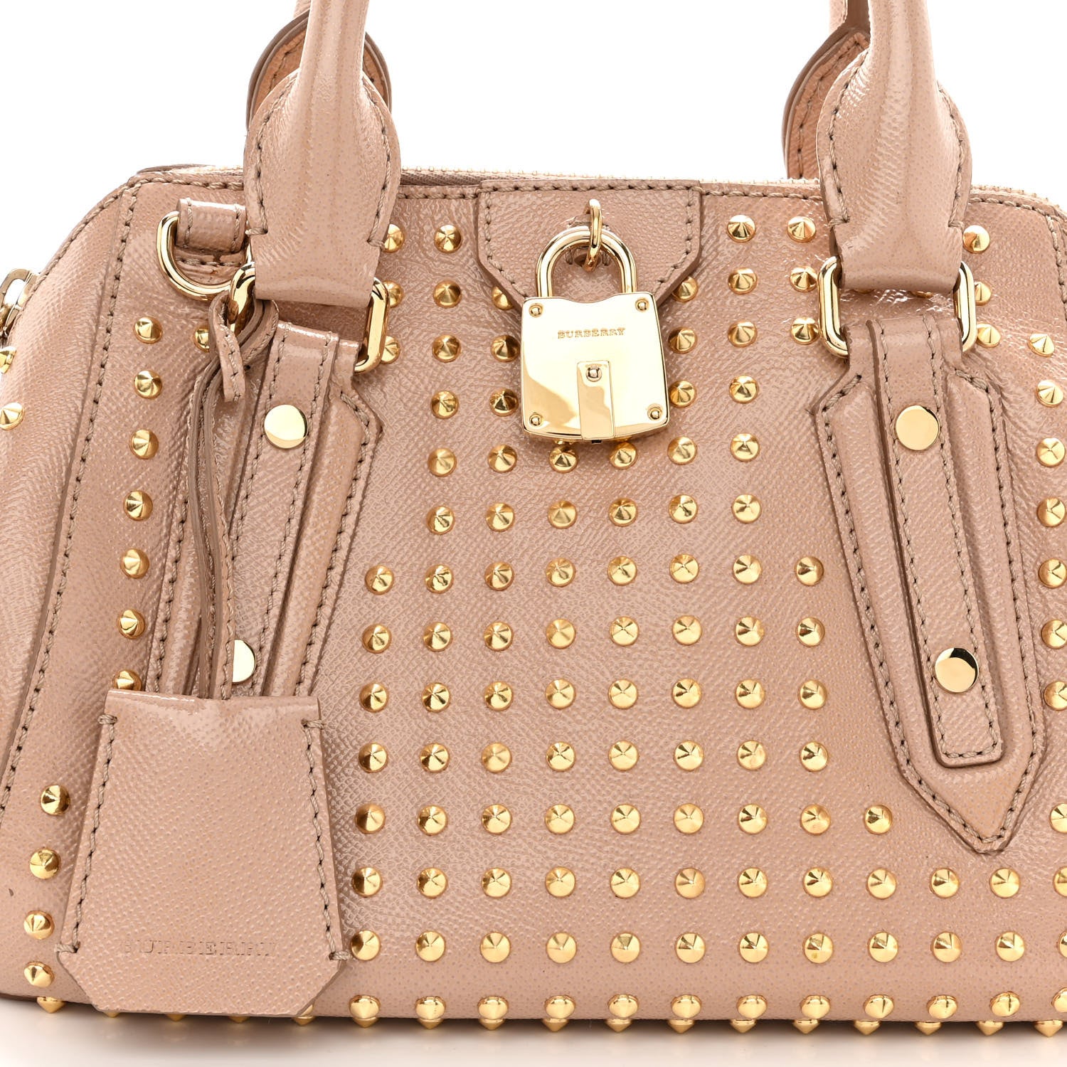 Burberry Patent Calfskin Studded Small Blaze Bowler Bag Oyster Pink 6 of 14