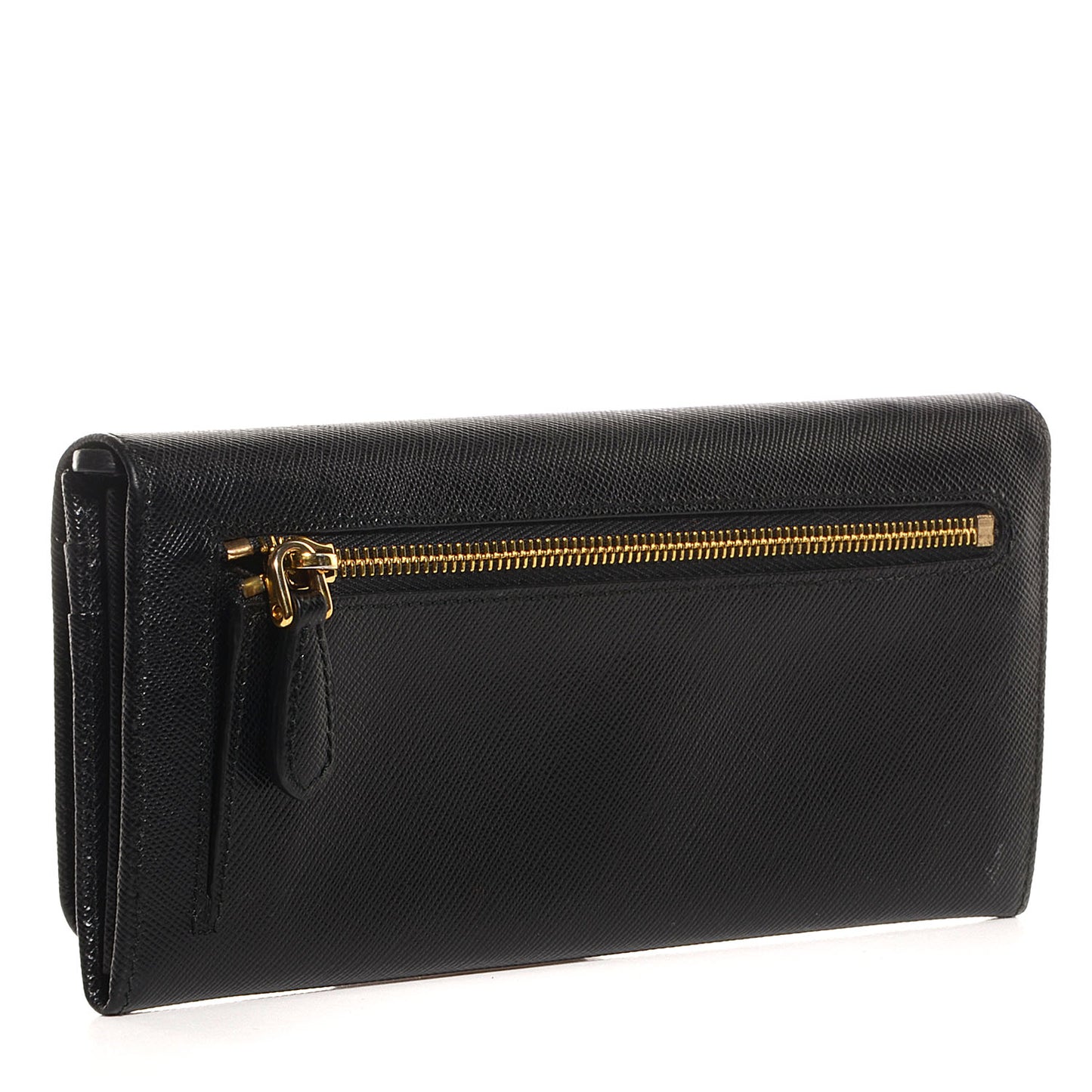 Saffiano Metal Continental Flap Wallet Nero Black