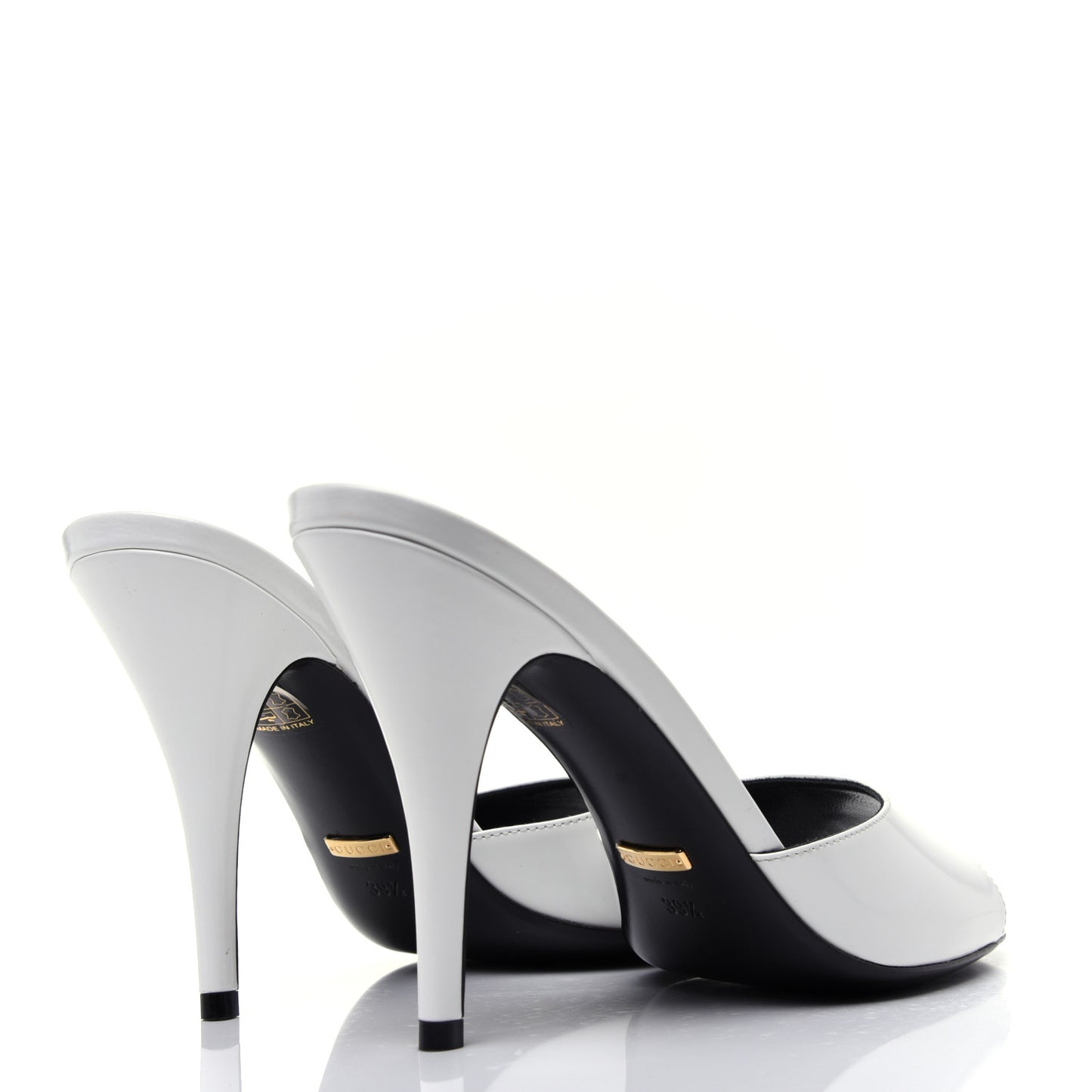 Polished Calfskin Scarlet Mid Heel Slide Sandals 39.5 Great White