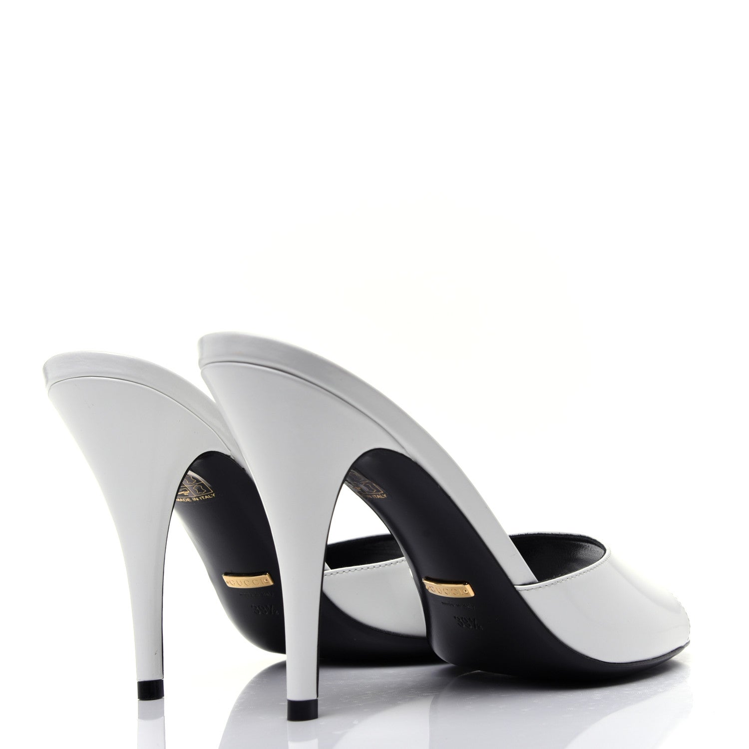 Gucci Polished Calfskin Scarlet Mid Heel Slide Sandals 39.5 Great White 3 of 12