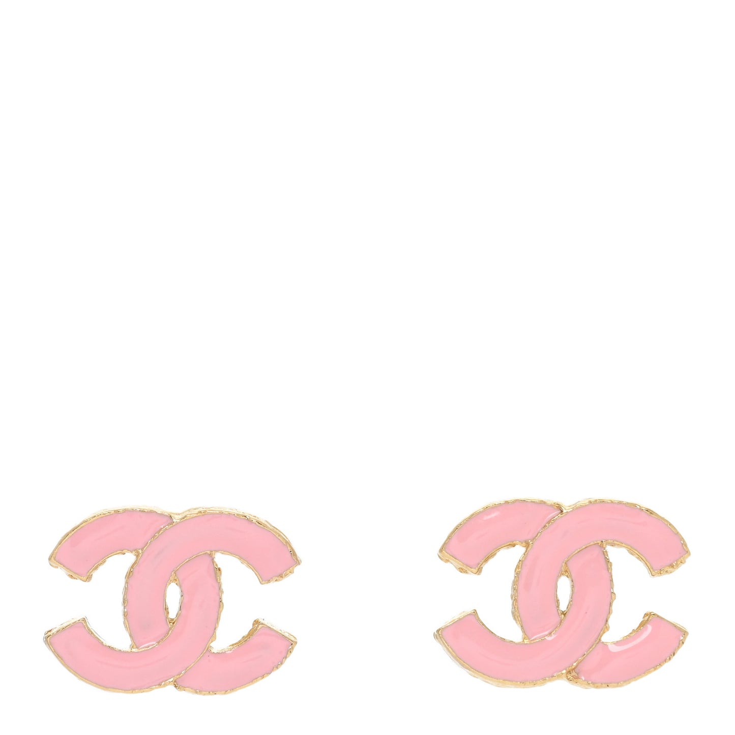 Metal Enamel CC Earrings Pink Gold