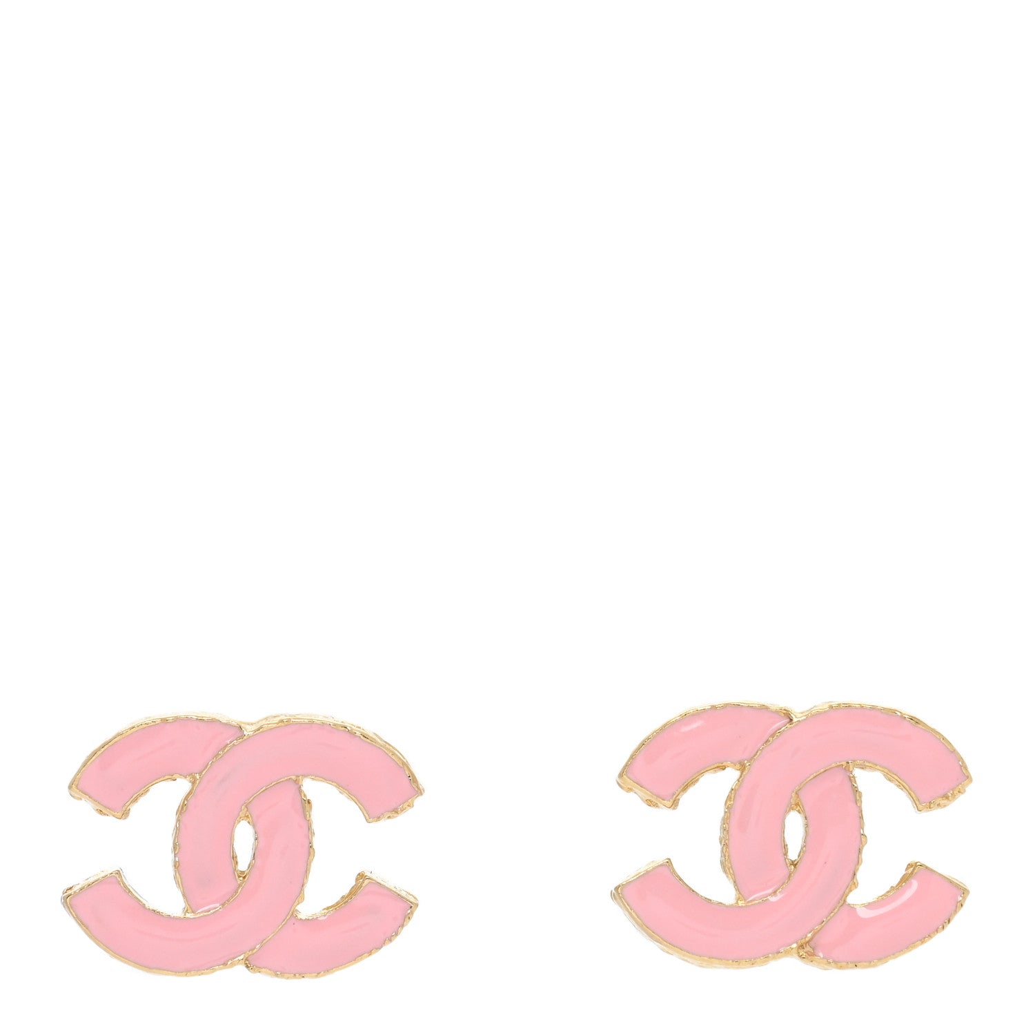Chanel Metal Enamel CC Earrings Pink Gold 1 of 4