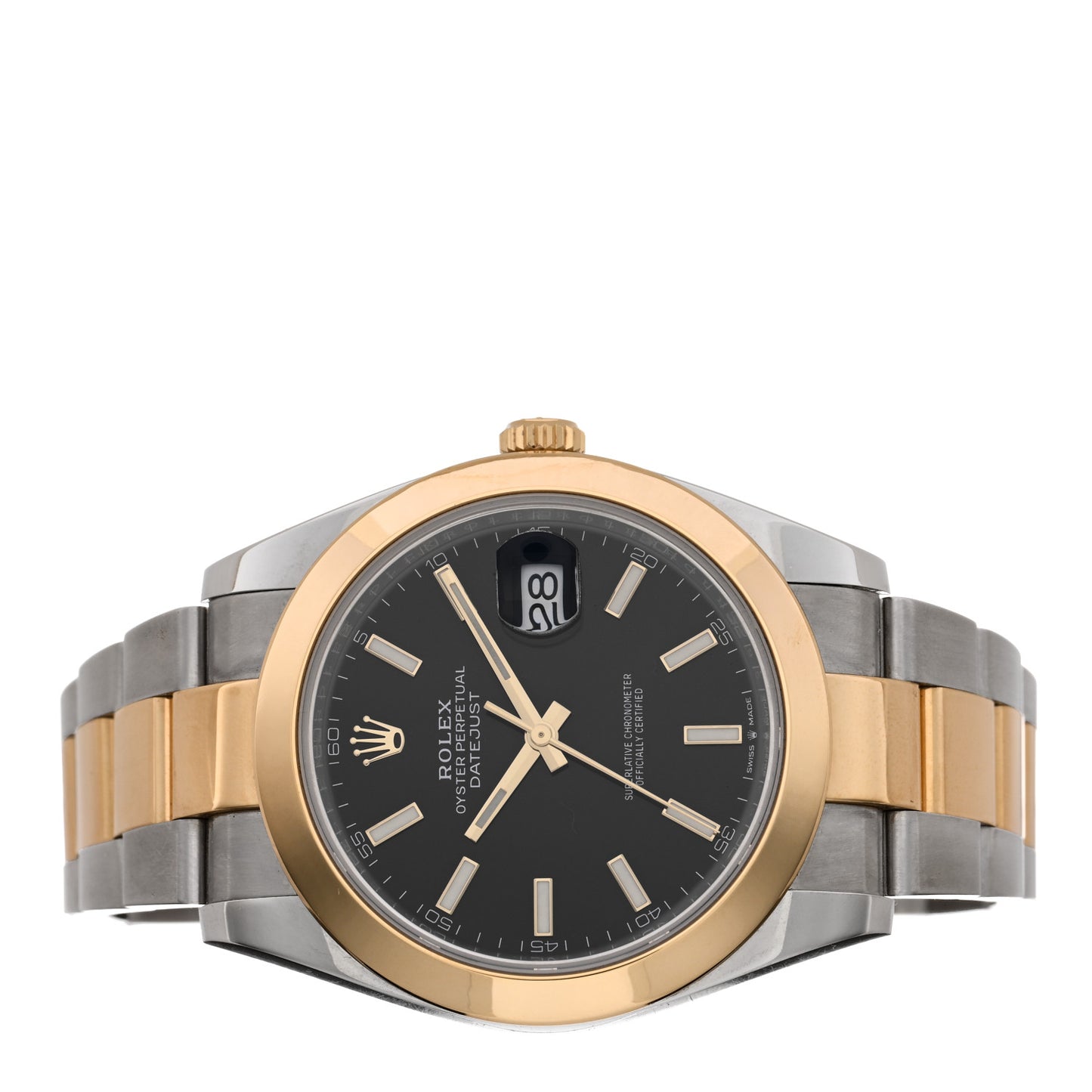 Stainless Steel 18K Yellow Gold 41mm Oyster Perpetual Datejust Watch Black 126303