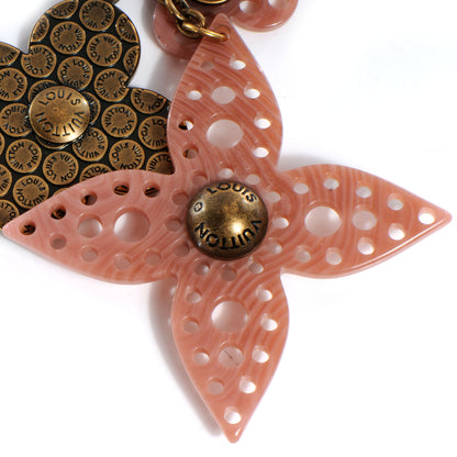 Louis Vuitton Antiqued Brass and Resin Rock Flower Bag Charm 4 of 4