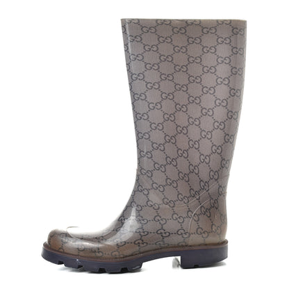 Gucci Rubber Monogram Edinburg Rain Boots 36 Transparent Blue 1 of 11