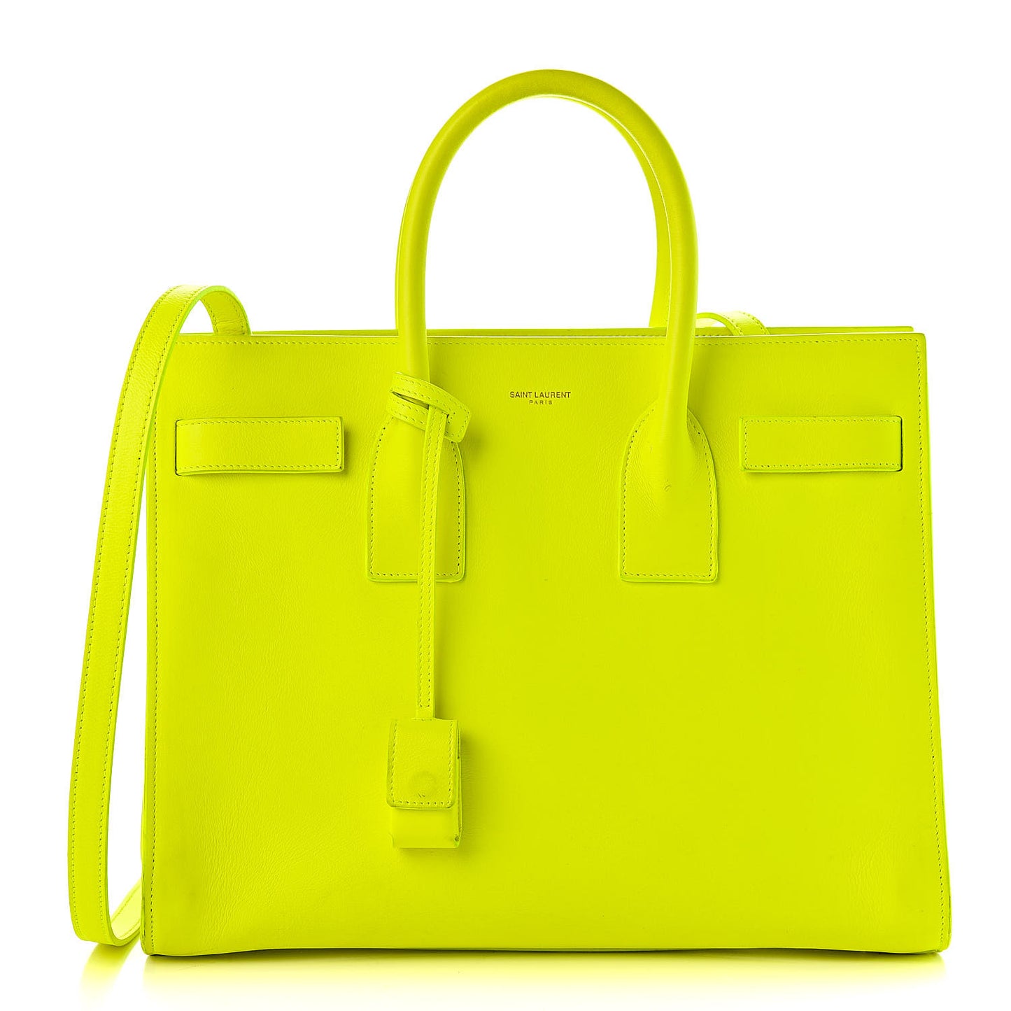 Calfskin Small Sac De Jour Bag Neon Yellow