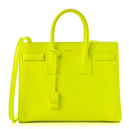 Saint Laurent Calfskin Small Sac De Jour Bag Neon Yellow 1 of 18