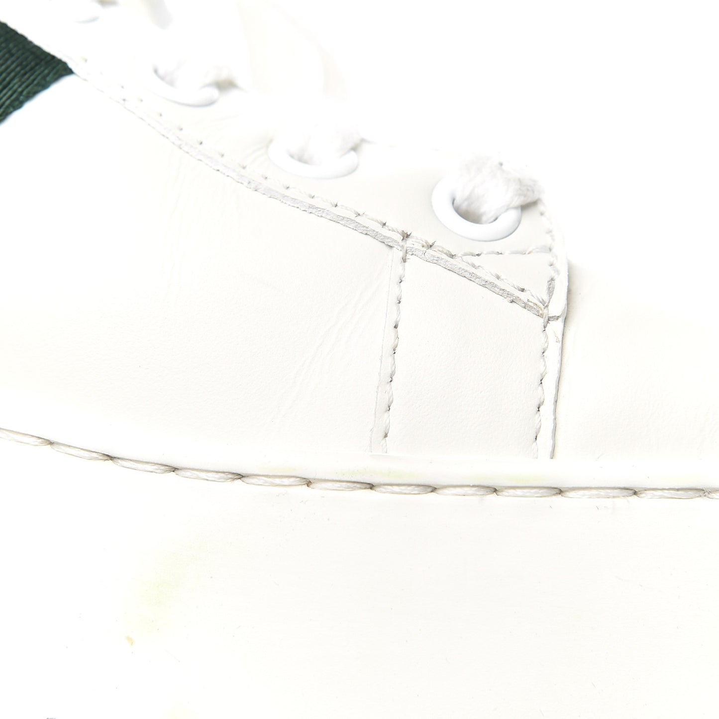 Calfskin Web Bee Embroidered Womens Ace Platform Sneakers 39.5 White