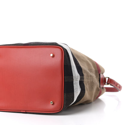 Burberry Canvas Mega Check Medium Ashby Hobo Cadmium Red 7 of 9