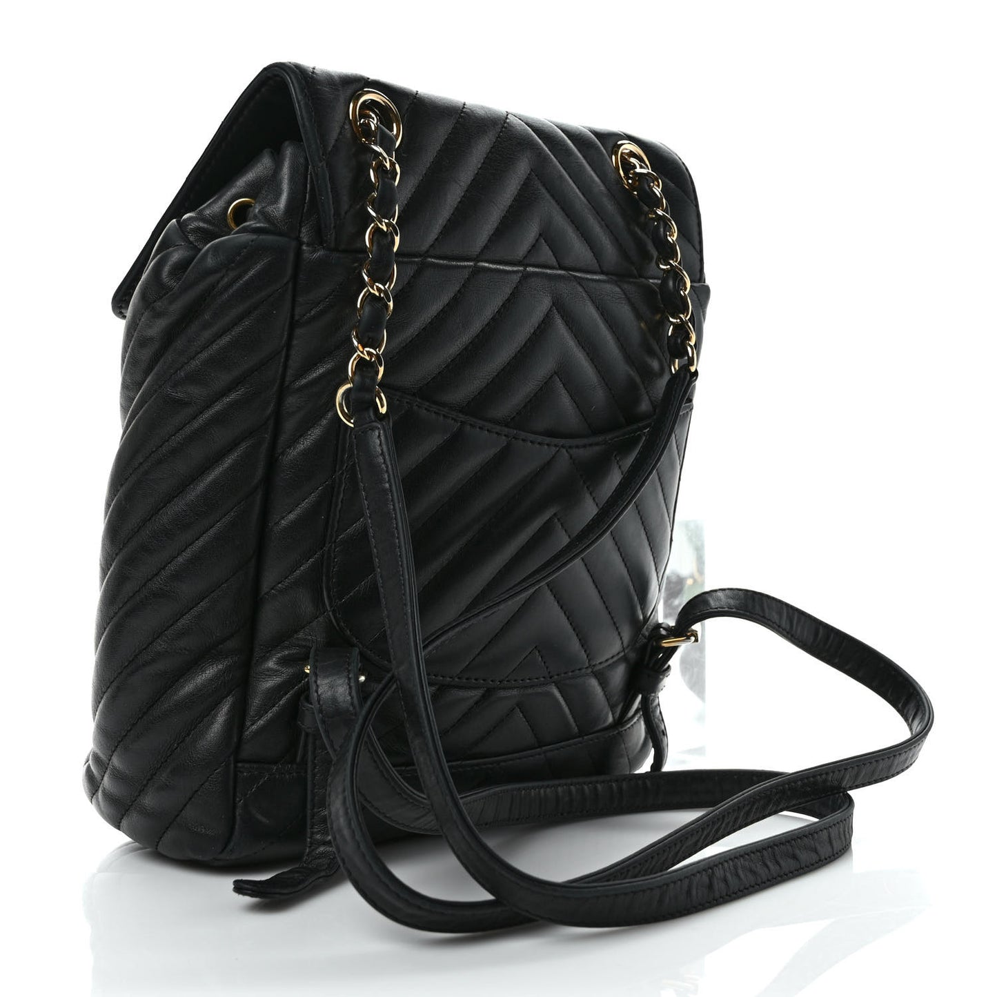 Calfskin Chevron Quilted Small Urban Spirit Backpack Black