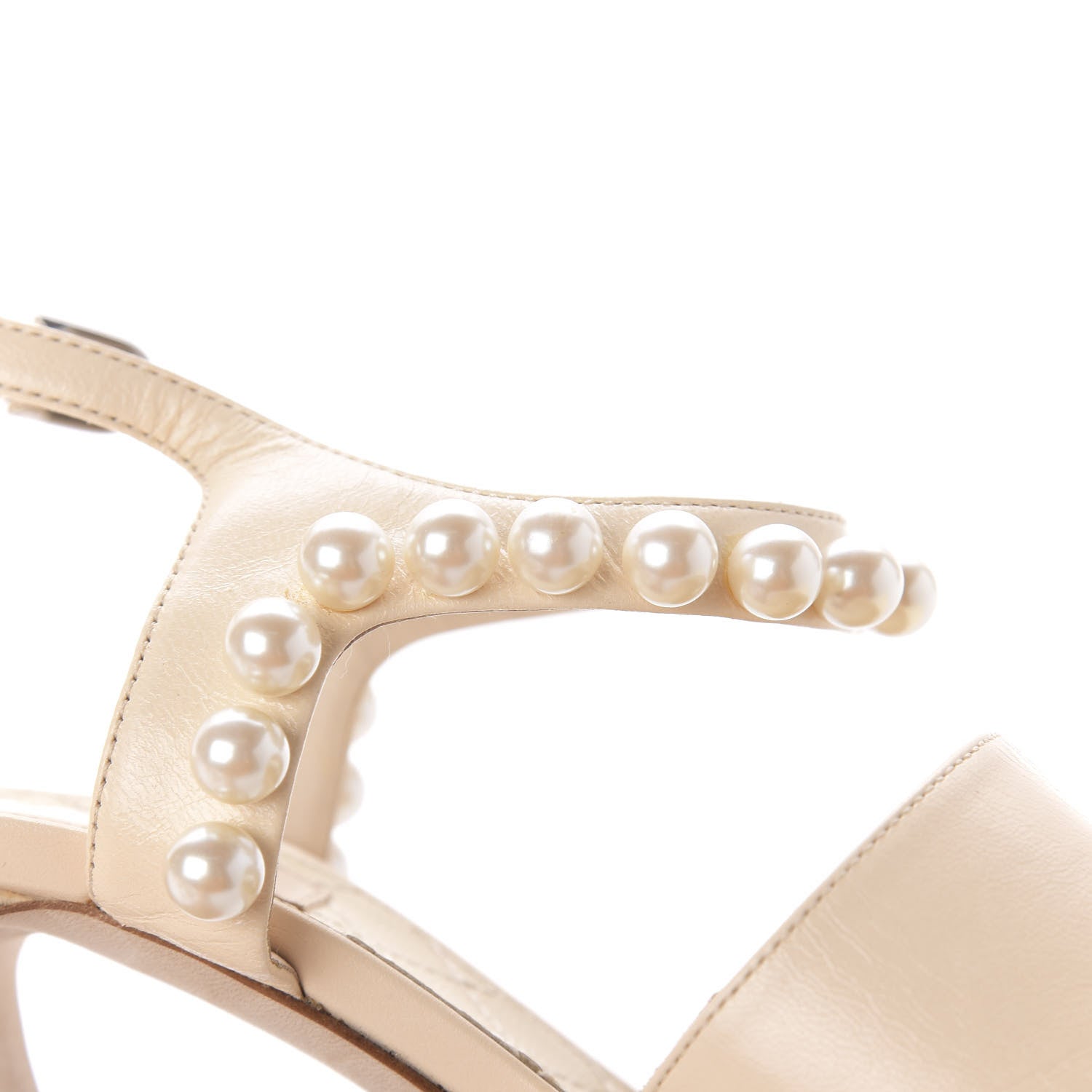 Chanel Lambskin Pearl Sandals 40 Beige Clair 7 of 9