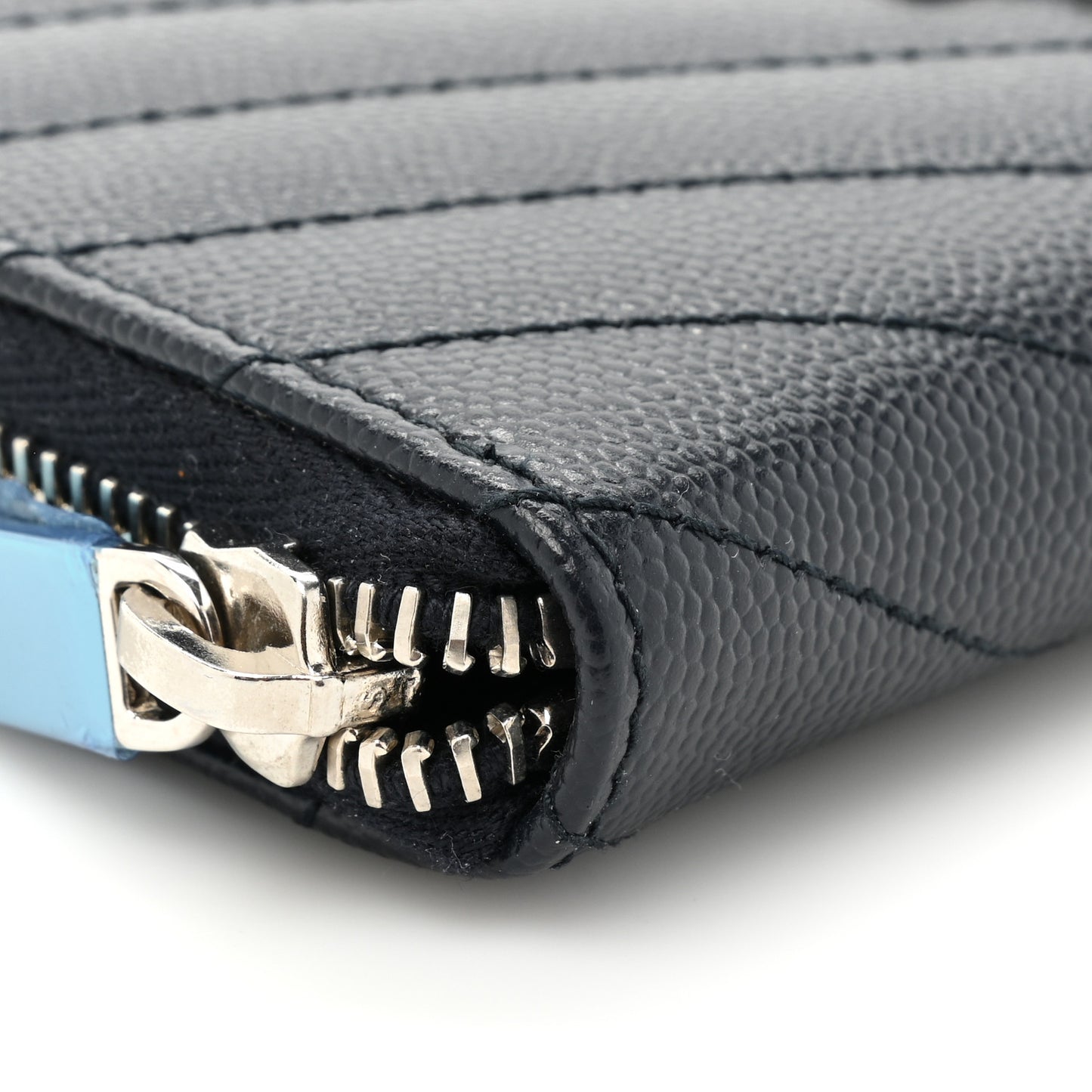 Grain De Poudre Matelasse Chevron Monogram Small Zip Around Wallet Deep Marine