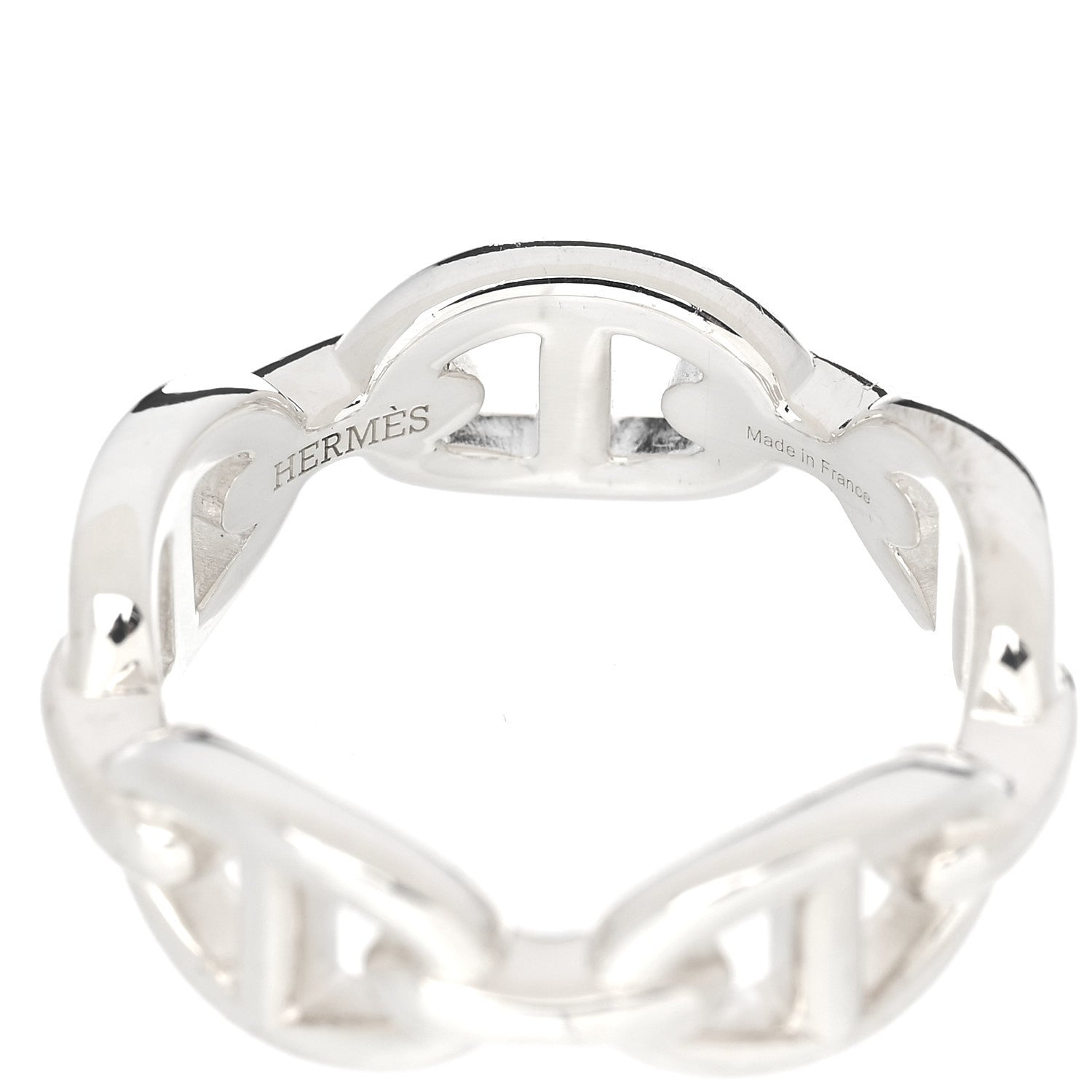 Hermes Sterling Silver PM Chaine d'Ancre Enchainee Band Ring 56 7.5 4 of 7