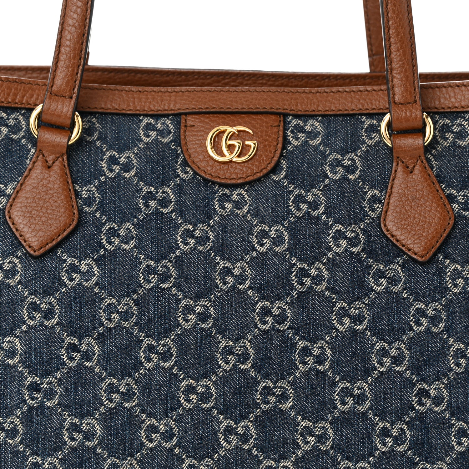 Gucci New Denim GG Monogram Medium Ophidia Shopping Tote Blue Tea Cuir 8 of 11