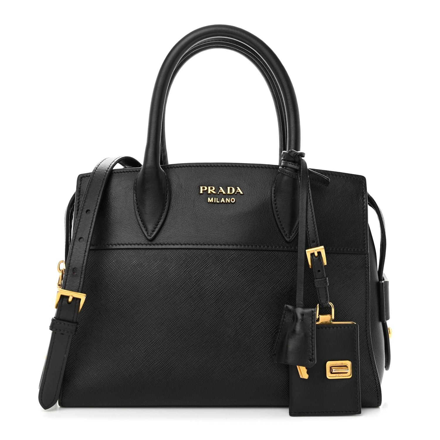 Prada Saffiano City Calfskin Small Esplanade Tote Black 1 of 9