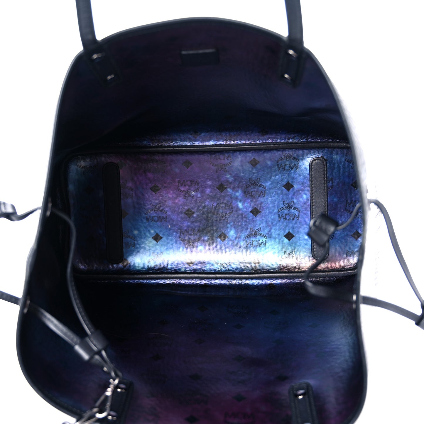 Metallic Galaxy Visetos Medium Project Reversible Shopper Tote Black Multicolor