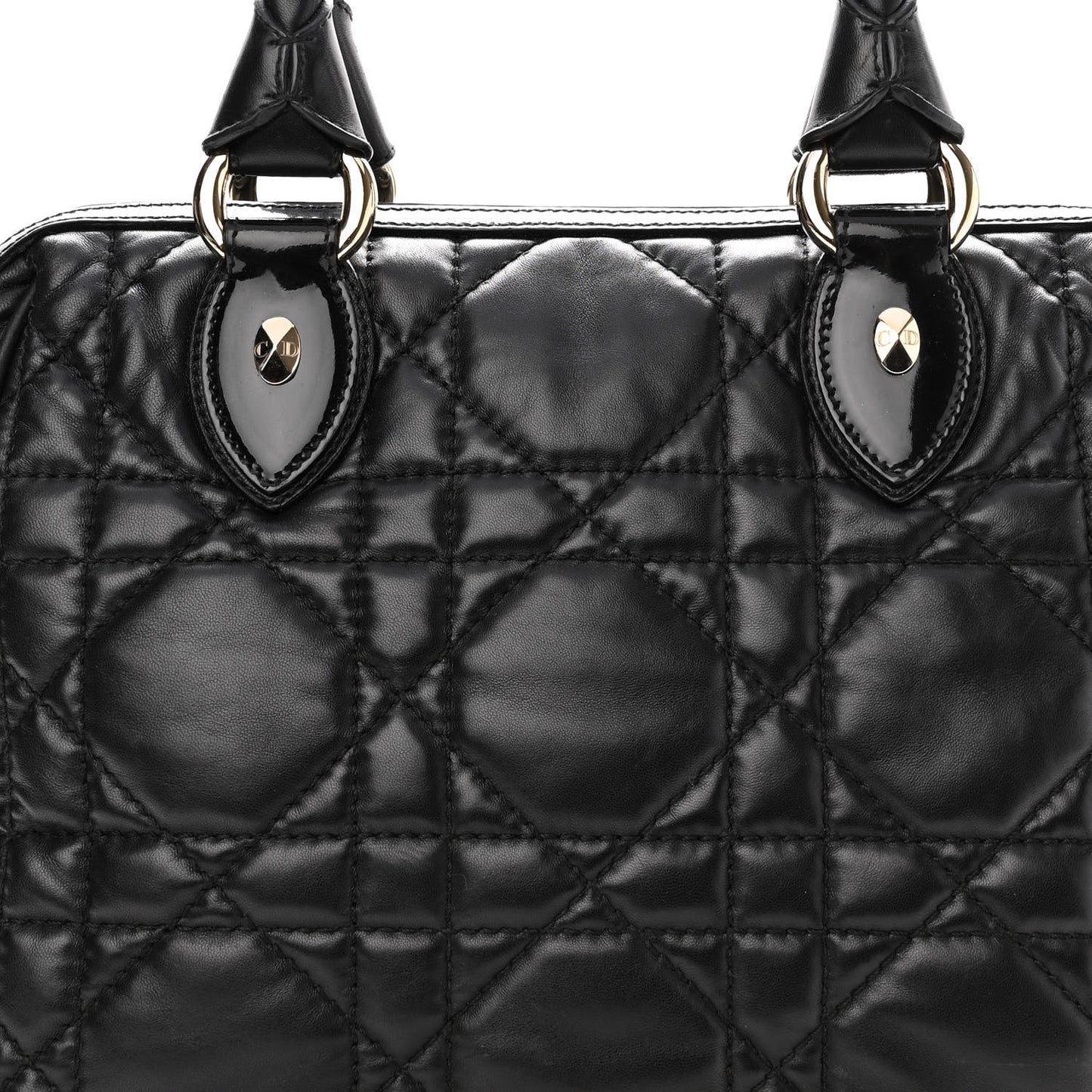 Lambskin Cannage 2 Dior Zip Top Satchel Black