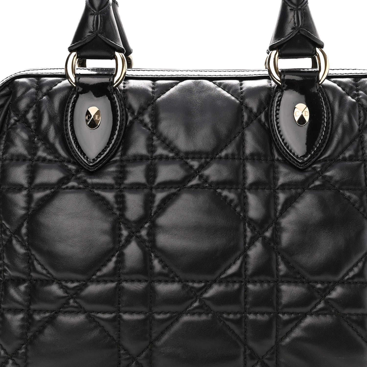 Christian Dior Lambskin Cannage 2 Dior Zip Top Satchel Black 8 of 10