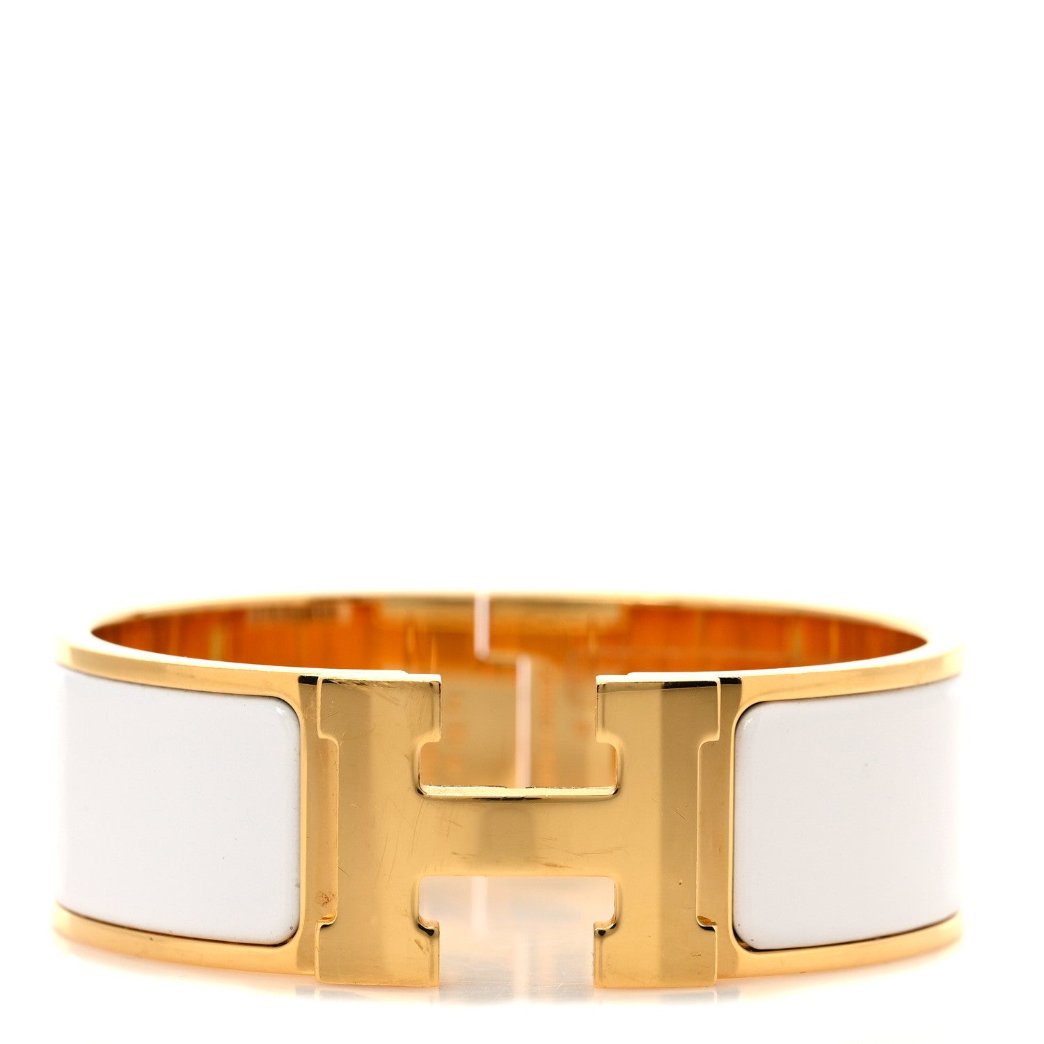 Hermes Enamel Wide Clic Clac H Bracelet PM White 1 of 5