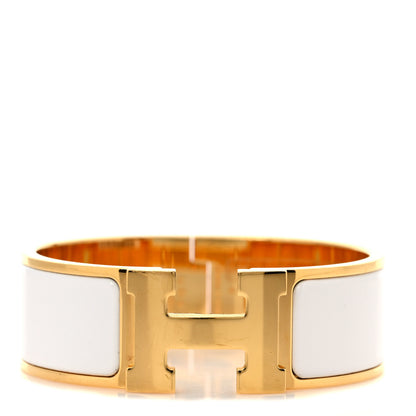 Hermes Enamel Wide Clic Clac H Bracelet PM White 1 of 5
