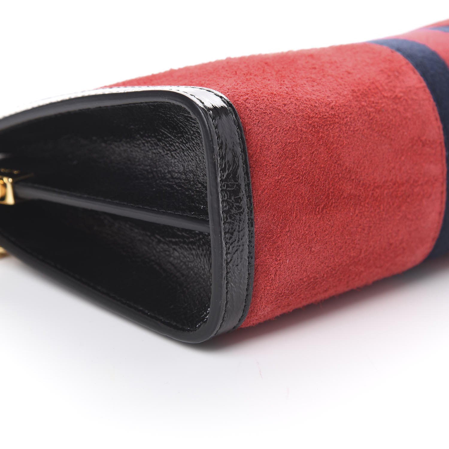 Gucci Suede Patent Web Small Ophidia Chain Shoulder Bag Hibiscus Red Black 8 of 10