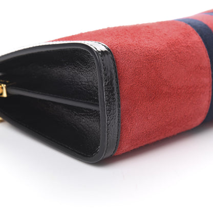 Gucci Suede Patent Web Small Ophidia Chain Shoulder Bag Hibiscus Red Black 8 of 10