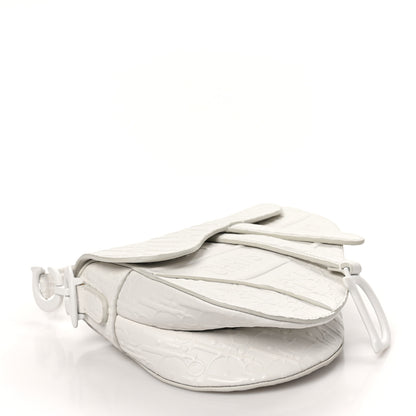Christian Dior Calfskin Embossed Oblique Saddle Bag White 4 of 10