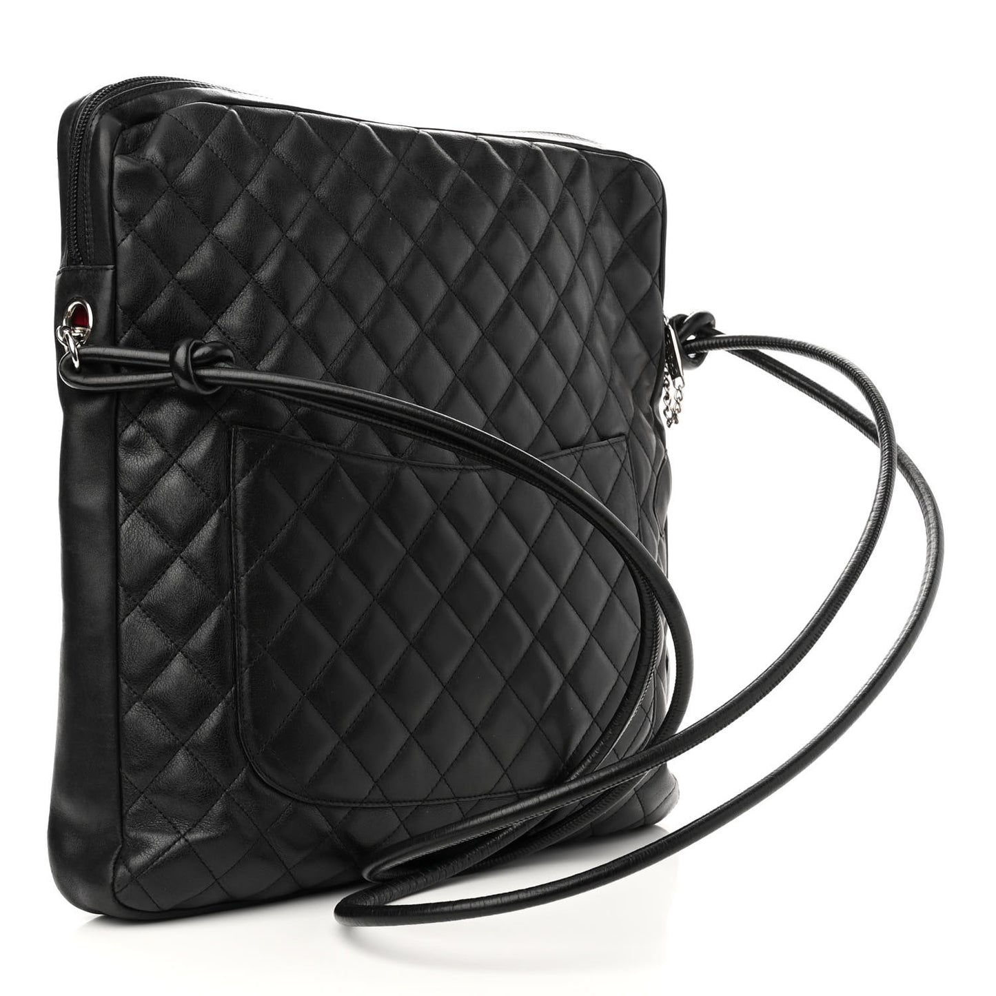 Calfskin Quilted Large Cambon Messenger Black