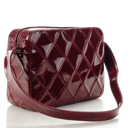 Chanel Patent Diamond Stitch Shoulder Bag Burgundy 4 of 10