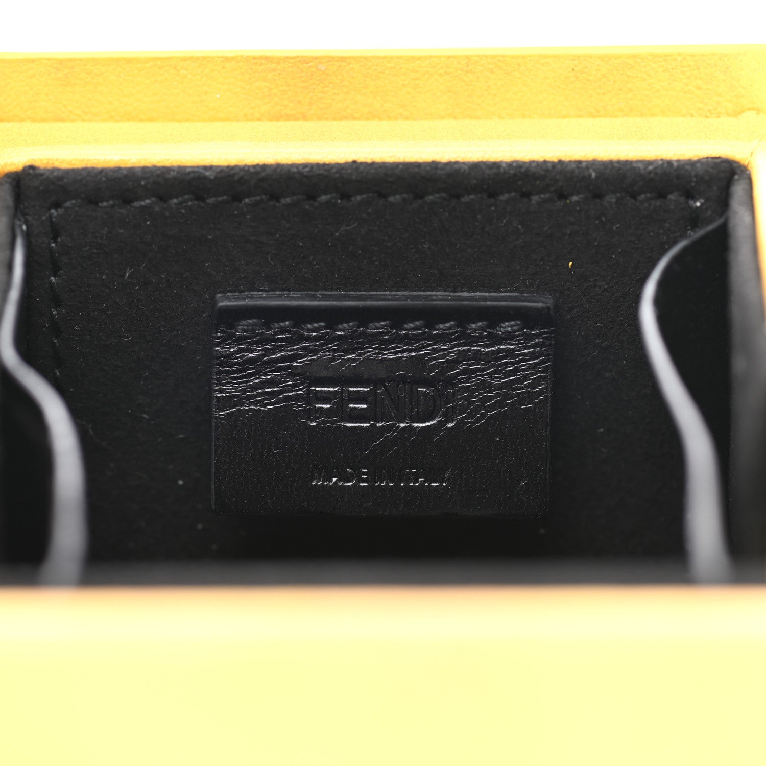 Fendi Vitello Fluffy Logo Box Charm Yellow Box Black 5 of 6