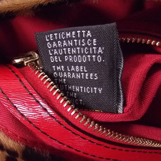 Calf Hair Leopard Print Baguette Red