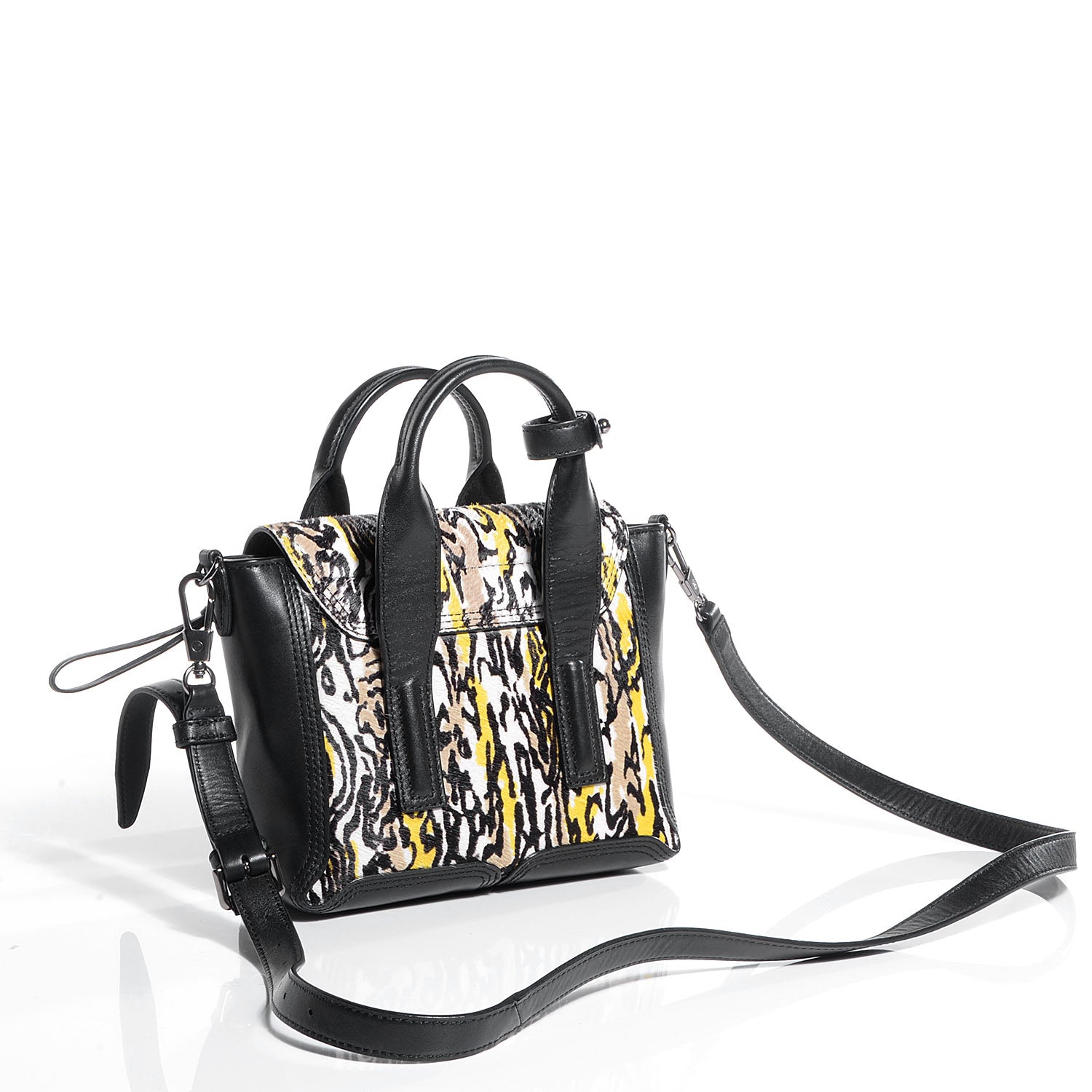 3.1 Phillip Lim 3.1 Calf Hair Leather Tiger Print Mini Pashli Satchel Lime Black 3 of 10