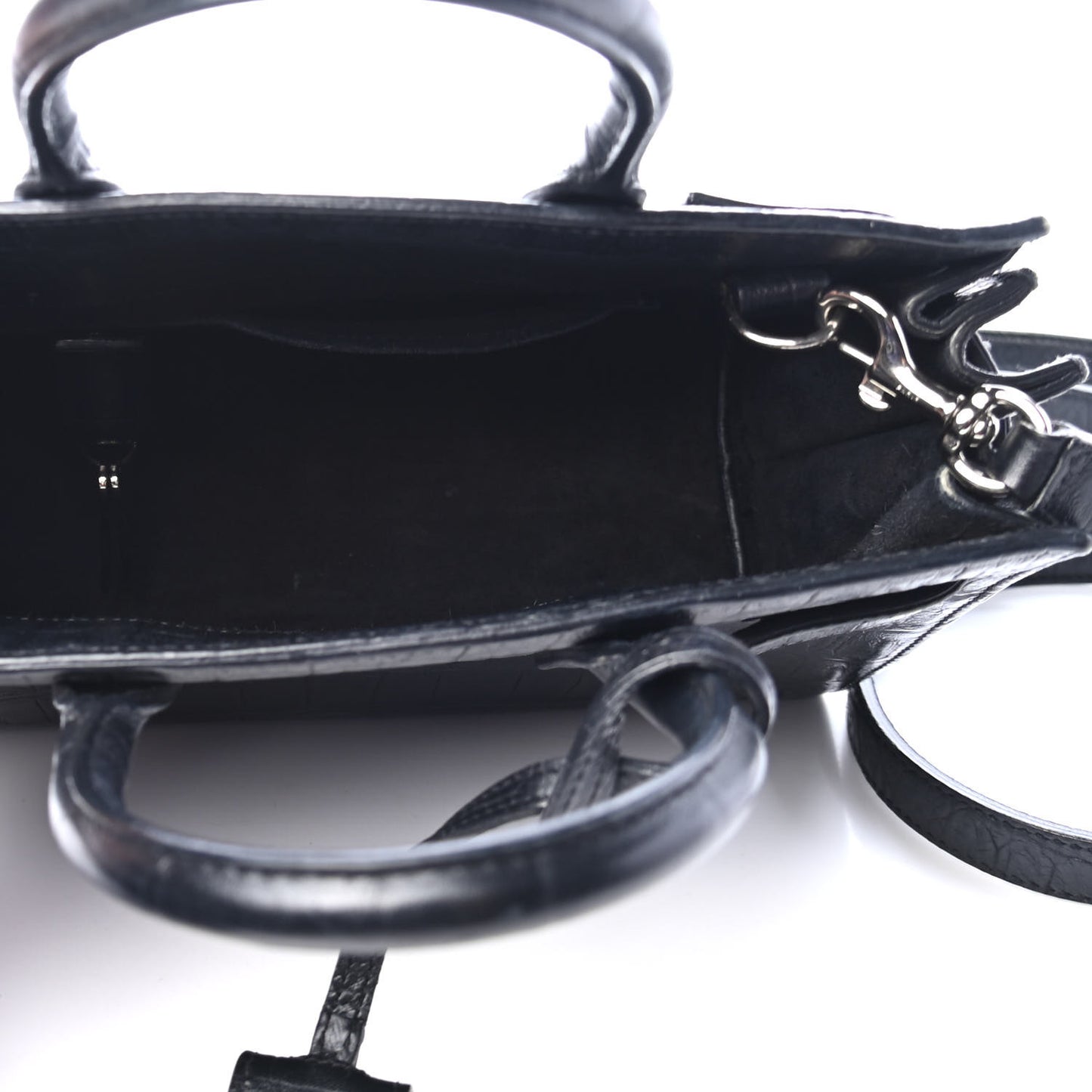 Calfskin Crocodile Embossed Nano Sac De Jour Black
