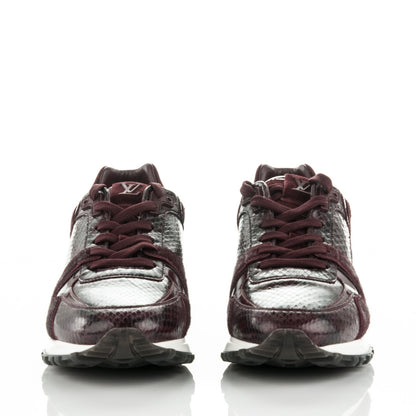 Louis Vuitton Calf Hair Suede Python Run Away Sneakers 37.5 Bordeaux 2 of 7