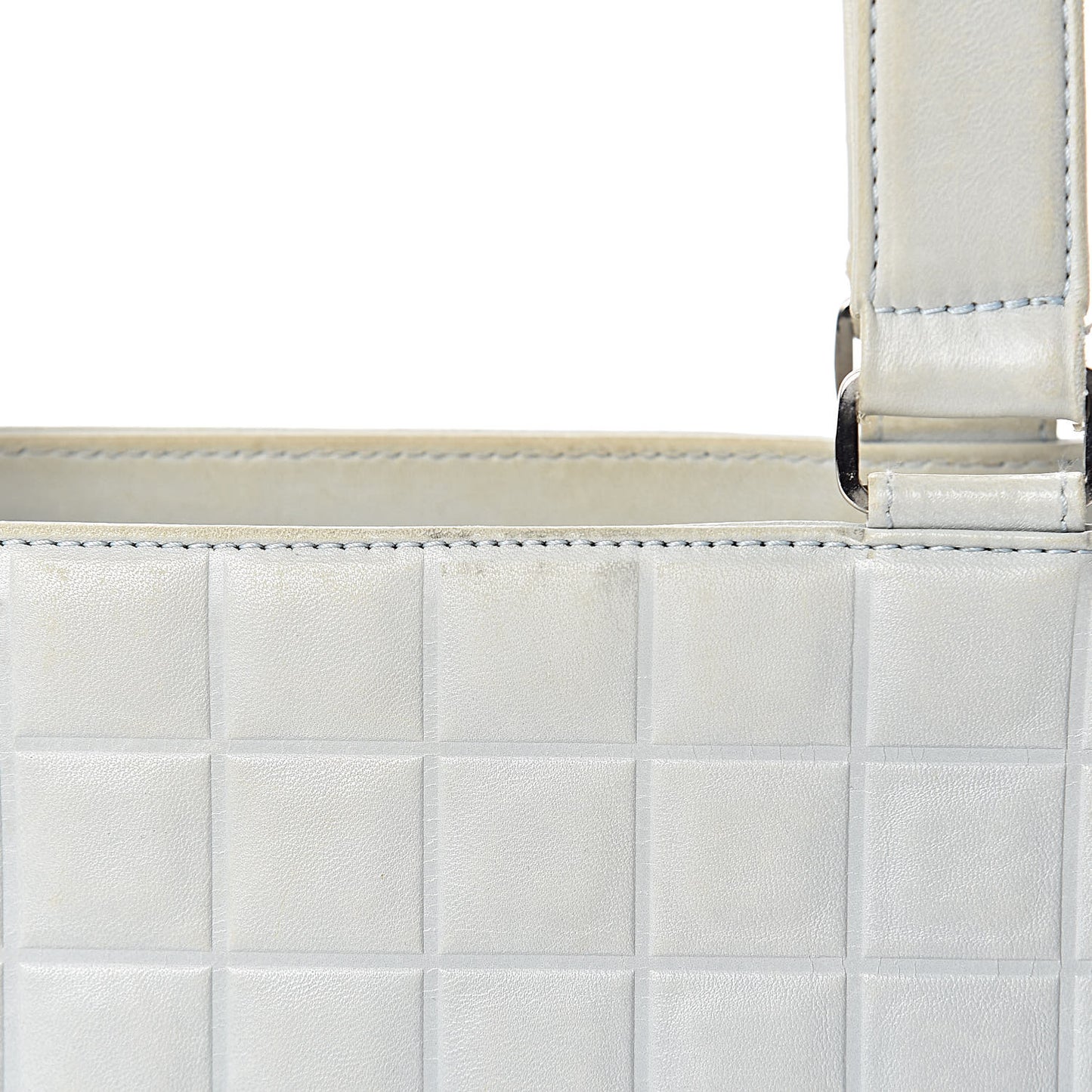 Lambskin Chocolate Bar Quilted Small Shoulder Bag Light Blue