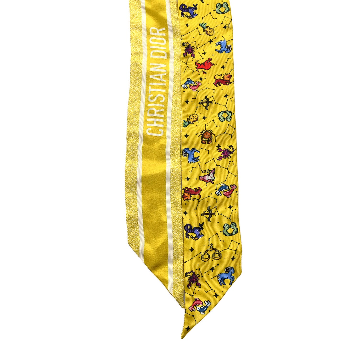 Christian Dior Silk Pixel Zodiac Mitzah Scarf Yellow Multicolor 2 of 3