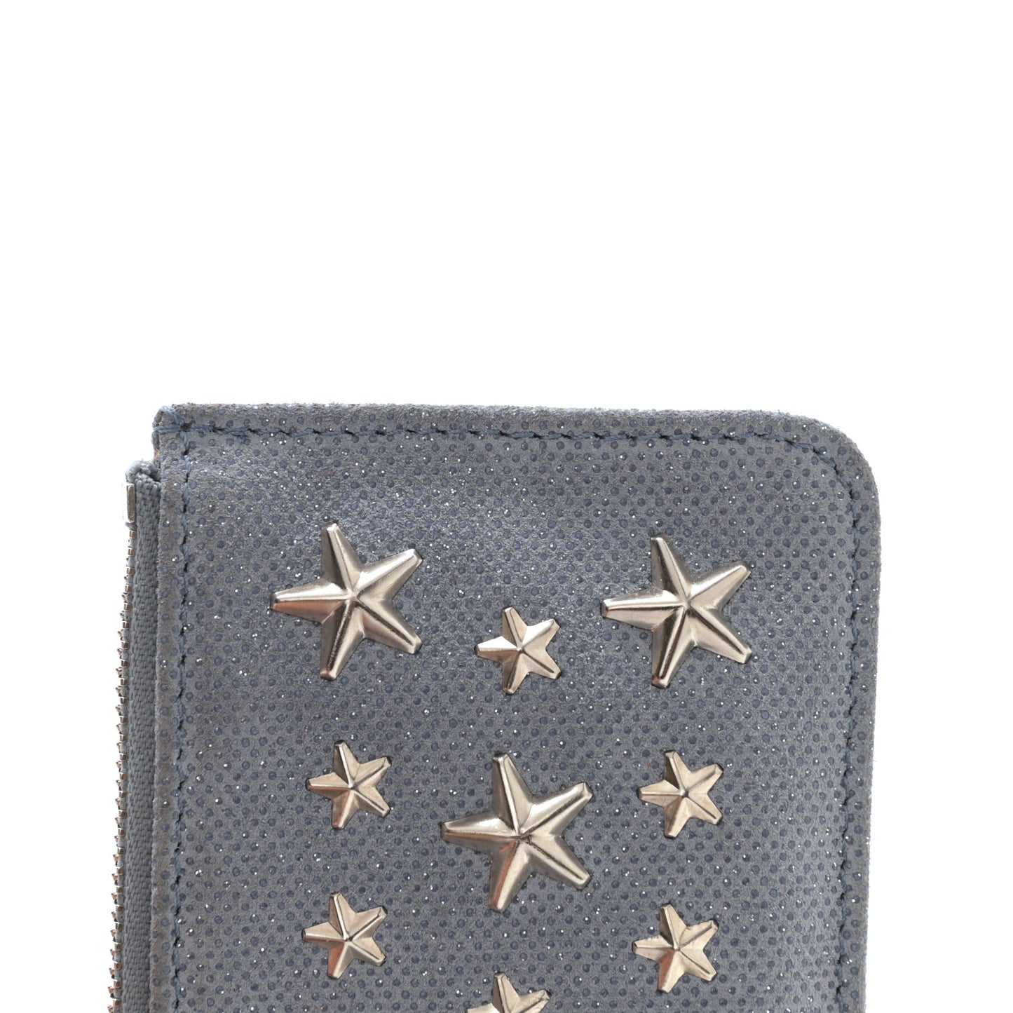 Metallic Pixelated Calfskin Nancy Star Studded Key Pouch Slate