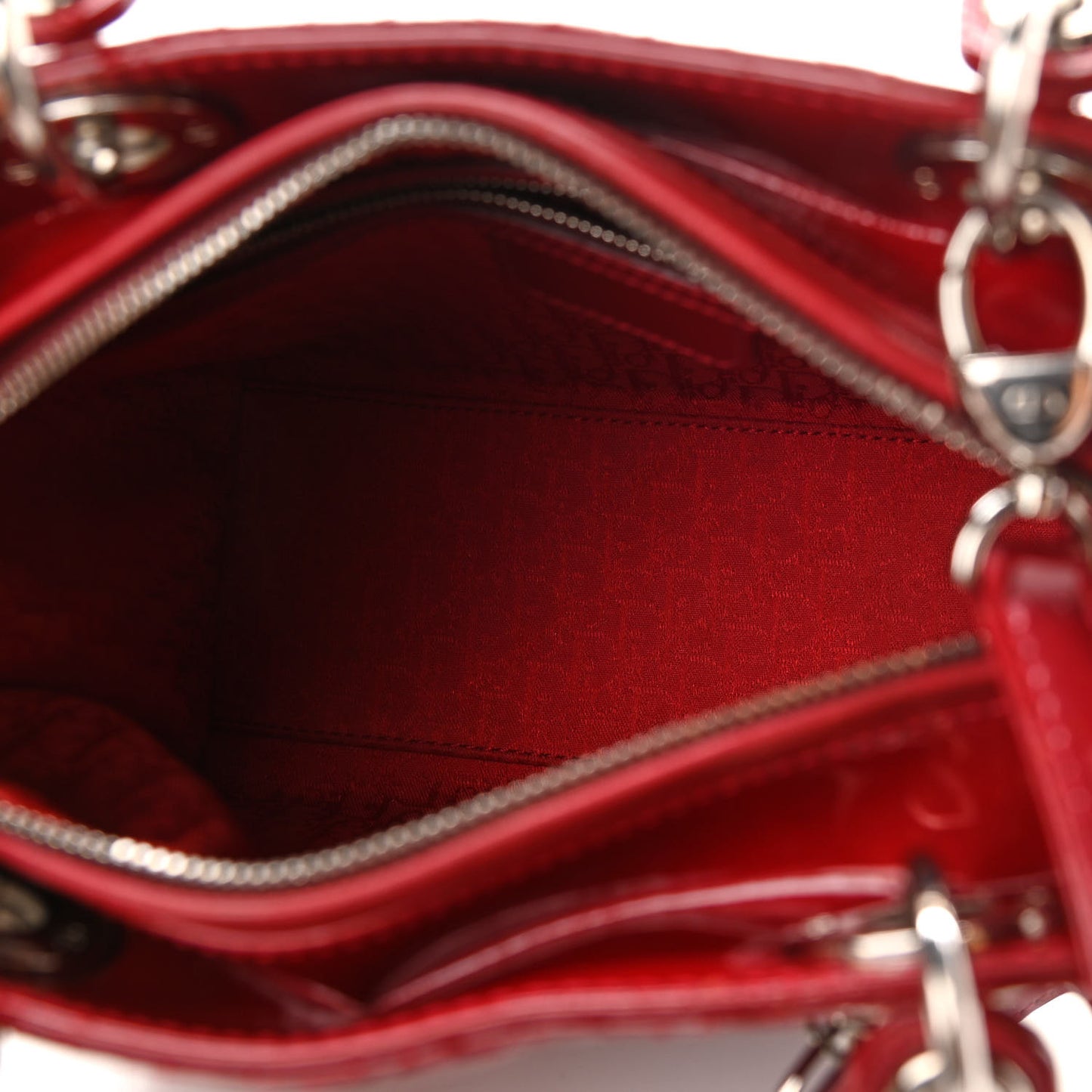 Patent Cannage Medium Lady Dior Red