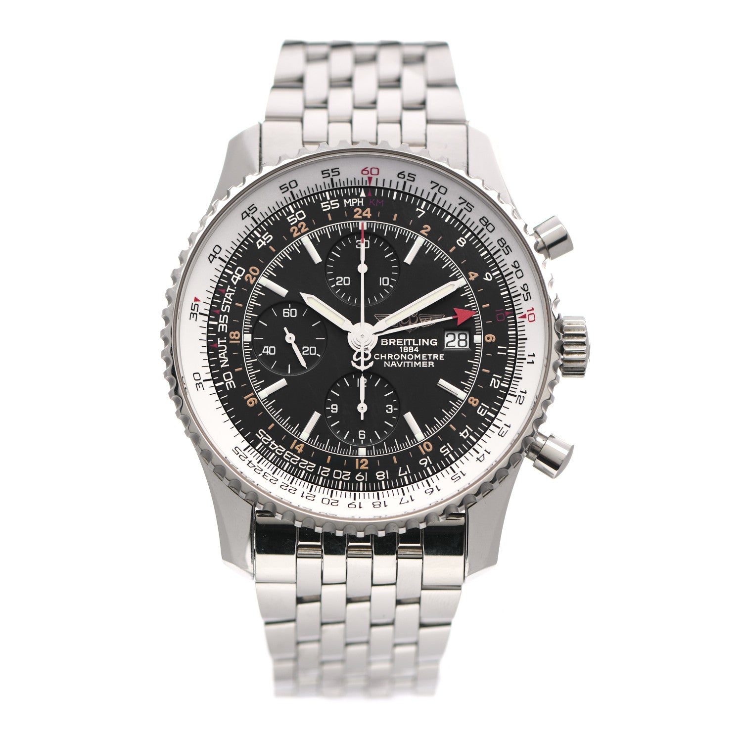 Breitling Stainless Steel 46mm Navitimer GMT World Automatic Watch Black A24322 1 of 5