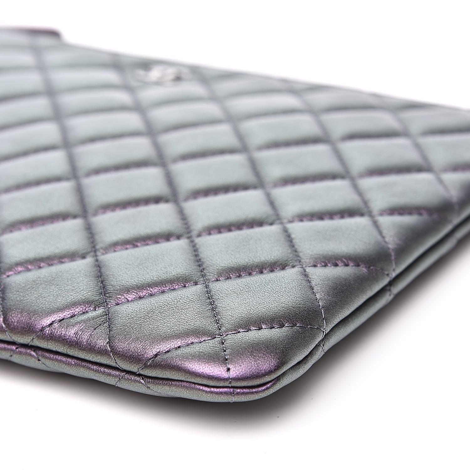 Chanel Metallic Lambskin Quilted Medium Cosmetic Case Purple 9 of 10