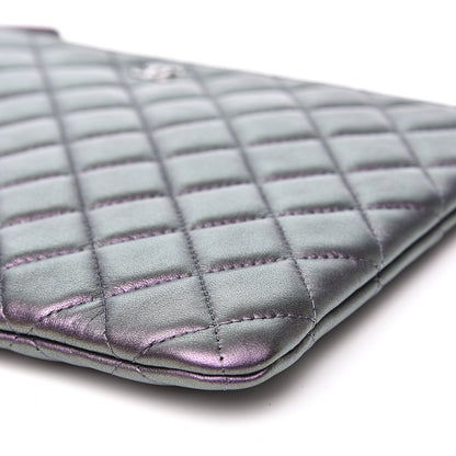 Chanel Metallic Lambskin Quilted Medium Cosmetic Case Purple 9 of 10