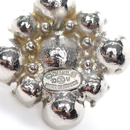 Chanel Crystal CC Flower Earrings Silver 4 of 4